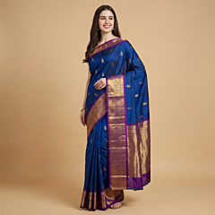 Handloom Pure Kanjivaram Silk Saree|Royal Blue