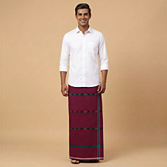 Handwoven Sambalpuri Cotton Lungi | Maroon & Black