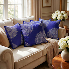Handcrafted Aipan Art Cushion Covers | Set of 5 | Blue