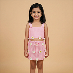 Hand-Crocheted Crop Top and Skirt | Pink