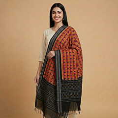 Handwoven Single Ikat Sambalpuri Cotton Dupatta| Multicolour