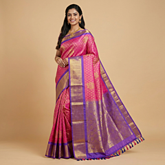 Handloom Kanchipuram Silk Saree | Pink