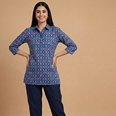 Handwoven Sambalpuri Single Ikat Shirt Material | Royal Blue