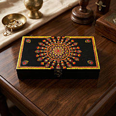 Handcrafted Rangoli Madhubani Bangle Box| Black