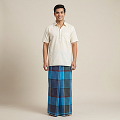 Blue Cotton Lungi for Men
