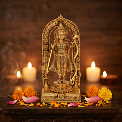Handcrafted Brass Lord Ram Idol | 4.5 x 3.4 x 9.5 Inches
