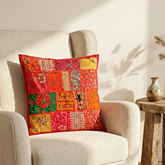 Handcrafted Rajasthani Patchwork Cushion Cover | Set of 1