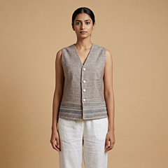 Hand-Smocked Cotton Vest | Grey