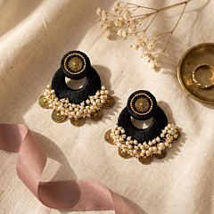 Ginni & Threadwork Black Fabric Earrings
