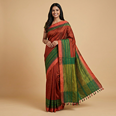 Handloom Arani Silk Saree | Orange
