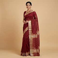 Handloom Maheshwari Silk Saree | Maroon
