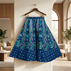 Handprinted Elephant Motif Flared Palazzo| Indigo