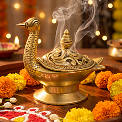 Handcrafted Brass Peacock Design Dhoop Dani