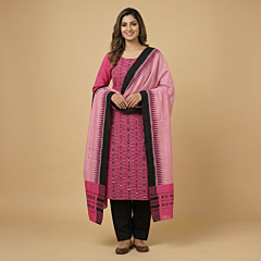 Handwoven Sambalpuri Ikat Suit Set | Pink