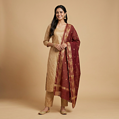 Handloom Katan Silk Unstitched Suit Material with Dupatta