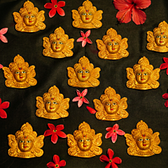 Handcrafted Terracotta Goddess Durga Mukh Idols | Set of 12