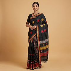 Handloom Mekhela Chador| Black
