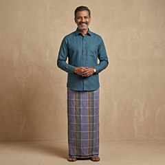 Handloom Checkered Cotton Lungi | Multicolour 