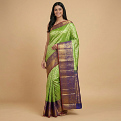 Handloom All-Over Dharmavaram Silk Saree | Green & Purple