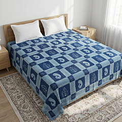 Handwoven Sambalpuri Cotton Double Bed Sheet | Blue 
