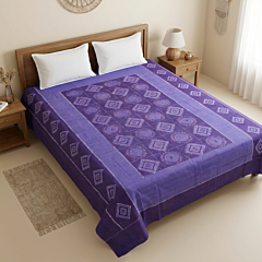 Handwoven Sambalpuri Cotton Double Bed Sheet | Purple & Lavender
