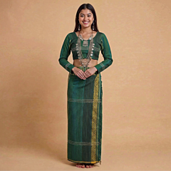 Handwoven Pachhra Set|Green 