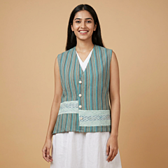 Handcrafted Smocking Stripe Vest | Multicolour 