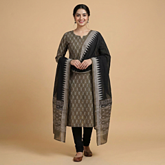 Handwoven Sambalpuri Single Ikat Cotton Suit| Olive