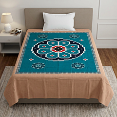 Handwoven Sambalpuri Cotton Single Bedsheet |Teal