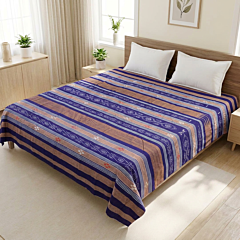 Handwoven Sambalpuri Cotton Double Bed Sheet | Blue and Brown
