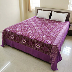 Handwoven Sambalpuri Cotton Double Bed Sheet | Purple & Maroon