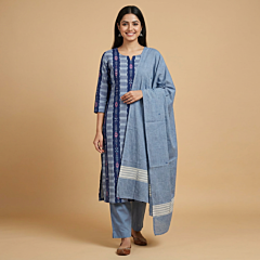 Handwoven Sambalpuri Single Ikat Suit| Blue