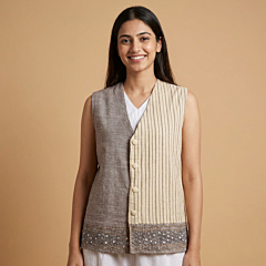 Handcrafted Smocking Vest| Grey
