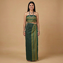 Handwoven Stripe Pachra Set| Green