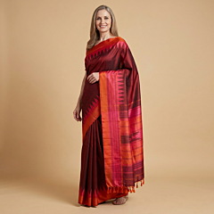 Handmade Arni Silk Saree|Rust Orange