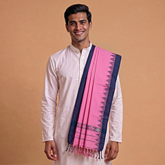 Handwoven Sambalpuri Cotton Gamuchha | Pink & Teal
