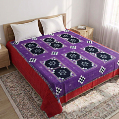 Handwoven Sambalpuri Cotton Double Bed Sheet | Purple and Red