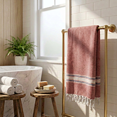 Handloom Cotton Towel|Pink