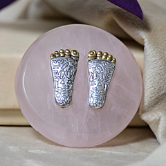 Handcrafted Laxmi Charan on Rose Quartz Base