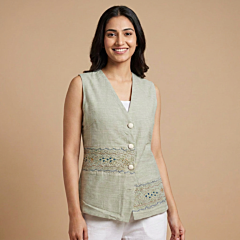 Handmade Smocking Vest | Sage Green