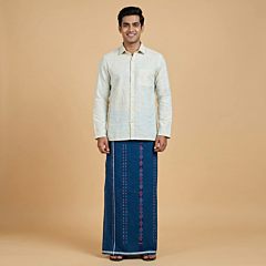 Handwoven Sambalpuri Cotton Lungi | Teal Blue