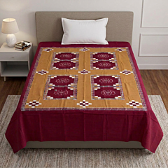 Handwoven Sambalpuri Cotton Single Bedsheet | Pink & Mustard