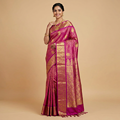 Handloom Kanchipuram Silk Saree | Magenta
