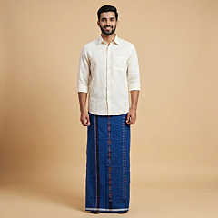 Handwoven Sambalpuri Cotton Lungi | Royal Blue