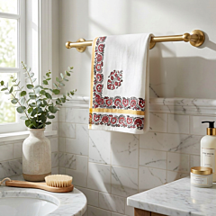 Handprinted Cotton Towel| White