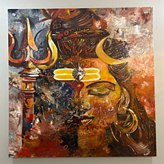 Handmade Mahadev Frameless Painting I 3*4 feet