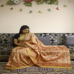 Natural Dyed Maheshwari Jala Woven Saree