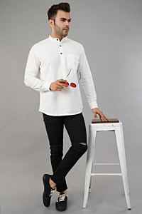 Mens Handloom Shirt White M size