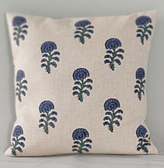 Hand Block printed Cushion covers 16x16 inches set of 2 Herringbone Fabric by The Artisans of Karushilpam 