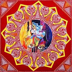 Handcrafted Aipan Art Muscial Ganesh Painting
